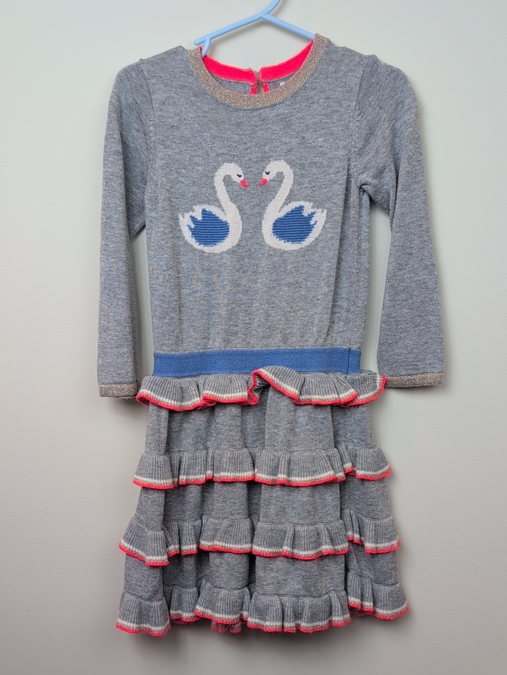 Mini Boden Knit Swan Dress 2-3Y